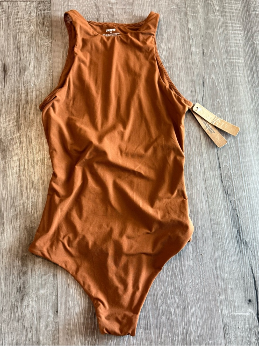 SKIMS Fits Everybody High Neck Bodysuit XXS Sienna Burnt Orange NWT